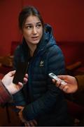 26 October 2017; Katie Taylor during the Anthony Joshua and Carlos Takam undercard press conference at the National Museum Cardiff in Cardiff, Wales. Photo by Stephen McCarthy/Sportsfile