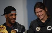 26 October 2017; Katie Taylor and Kal Yafai during the Anthony Joshua and Carlos Takam undercard press conference at the National Museum Cardiff in Cardiff, Wales. Photo by Stephen McCarthy/Sportsfile