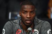 26 October 2017; Lawrence Okolie during the Anthony Joshua and Carlos Takam press conference at the National Museum Cardiff in Cardiff, Wales. Photo by Stephen McCarthy/Sportsfile