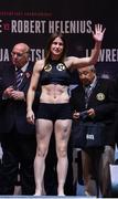 27 October 2017; Katie Taylor weighs in, at the Motorpoint Arena, ahead of her WBA World Lightweight Championship fight against Anahi Sanchez, on October 28, at Principality Stadium in Cardiff, Wales. Photo by Stephen McCarthy/Sportsfile