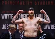 27 October 2017; Robert Helenius weighs in, at the Motorpoint Arena, ahead of his bout on the undercard of Anthony Joshua v Carlos Takam, on October 28, at Principality Stadium in Cardiff, Wales. Photo by Stephen McCarthy/Sportsfile