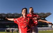 27 October 2017; Rian O Hogain, left, and Cillian O Beachain of Gaelscoil Chluain Dolcain celebrate following their side's victory over Clonburris, during day 3 of the Allianz Cumann na mBunscol Finals at Croke Park, in Dublin. Photo by David Fitzgerald/Sportsfile