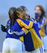 27 October 2017; Emma McDonagh, right, and Karrie Rudden of St. Patrick's GNS celebrate following their side's victory over Scoil Bhride Raghnallach, during day 3 of the Allianz Cumann na mBunscol Finals at Croke Park, in Dublin. Photo by David Fitzgerald/Sportsfile
