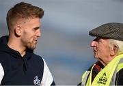 27 October 2017; Dublin footballer Jonny Cooper speaks with Croke Park steward Willie Murtagh during day 3 of the Allianz Cumann na mBunscol Finals at Croke Park, in Dublin. Photo by David Fitzgerald/Sportsfile