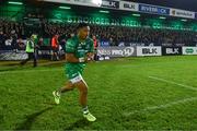 27 October 2017; Bundee Aki of Connacht makes his way out for the Guinness PRO14 Round 7 match between Connacht and Munster at The Sportsground in Galway. Photo by Diarmuid Greene/Sportsfile