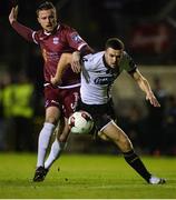 27 October 2017; Michael Duffy of Dundalk in action against Niall Maher of Galway United during the SSE Airtricity League Premier Division match between Galway United and Dundalk at Eamonn Deasy Park, in Galway. Photo by Piaras Ó Mídheach/Sportsfile