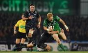 27 October 2017; Darragh Leader of Connacht is tackled by Ian Keatley of Munster during the Guinness PRO14 Round 7 match between Connacht and Munster at the Sportsground in Galway. Photo by Ramsey Cardy/Sportsfile