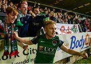 27 October 2017; Conor McCormack of Cork City celebrates with supporters after scoring his side's first goal during the SSE Airtricity League Premier Division match between Cork City and Bray Wanderers at Turners Cross, in Cork. Photo by Seb Daly/Sportsfile