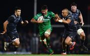 27 October 2017; Jarrad Butler of Connacht is tackled by Simon Zebo of Munster during the Guinness PRO14 Round 7 match between Connacht and Munster at the Sportsground in Galway. Photo by Ramsey Cardy/Sportsfile