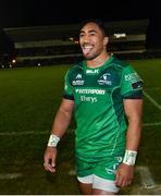 27 October 2017; Connacht's Bundee Aki celebrates following the Guinness PRO14 Round 7 match between Connacht and Munster at the Sportsground in Galway. Photo by Ramsey Cardy/Sportsfile