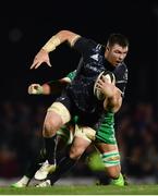27 October 2017; Peter O'Mahony of Munster is tackled by Quinn Roux of Connacht during the Guinness PRO14 Round 7 match between Connacht and Munster at the Sportsground in Galway. Photo by Ramsey Cardy/Sportsfile