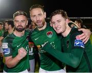 27 October 2017; Greg Bolger, left, Alan Bennett and Kieran Sadlier of Cork City after the SSE Airtricity League Premier Division match between Cork City and Bray Wanderers at Turners Cross, in Cork. Photo by Seb Daly/Sportsfile