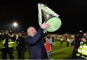 27 October 2017; Cork City manager John Caulfield  celebrates with the SSE Airtricity League Premier Division trophy after the SSE Airtricity League Premier Division match between Cork City and Bray Wanderers at Turners Cross, in Cork. Photo by Seb Daly/Sportsfile
