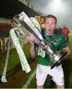 27 October 2017; Achille Campion of Cork City celebrates with the SSE Airtricity League Premier Division trophy celebrates after the SSE Airtricity League Premier Division match between Cork City and Bray Wanderers at Turners Cross, in Cork. Photo by Seb Daly/Sportsfile