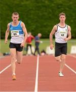 19 August 2012; Marcus Lawler, left, St. Laurence O'Toole AC, Co. Carlow, on his way to winning the Men's Division One 100m ahead of 2nd place Zak Irwin, Sligo AC. Woodie’s DIY National League Final, Tullamore Harriers Stadium, Tullamore, Co. Offaly. Photo by Sportsfile