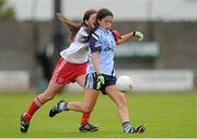 6 August 2012; Molly Lamb, Dublin, in action against Alana McShane, Tyrone. All-Ireland Ladies Football Minor A Championship Final, Dublin v Tyrone, St. Brendan’s Park, Birr, Co. Offaly. Picture credit: Pat Murphy / SPORTSFILE