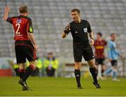 20 August 2012; Owen Heary, Bohemians, disagrees with referee Alan Kelly's decision after he awarded a penalty to Shelbourne. Airtricity League Premier Division, Bohemians v Shelbourne, Dalymount Park, Dublin. Picture credit: Barry Cregg / SPORTSFILE