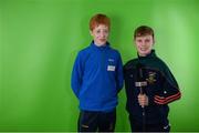 28 October 2017; Club-mates Joey Green, left, age 13, and Sam Victory, age 15, representing St. Mary's GFC, Co Meath, take part in a Sky Sports broadcasting activity during the #GAAyouth Forum 2017 at Croke Park in Dublin. Photo by Cody Glenn/Sportsfile