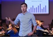 28 October 2017; Cathal Cregg, Connacht GAA Strength and Conditioning Officer, leads a group session on &quot;Getting The Best From Yourself - Understanding Your Fitness&quot; during the #GAAyouth Forum 2017 at Croke Park in Dublin. Photo by Cody Glenn/Sportsfile