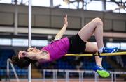 28 October 2017; Elizabeth Tigue of CM Ballymote, Co Sligo, competing in the Minor Girls High Jump Event at the Irish Life Health All Ireland Schools Combined Events at the AIT Arena in Athlone, Co Westmeath. Photo by Sam Barnes/Sportsfile