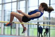 28 October 2017; Ava Coyle of Kinsale Community School, Co Cork, competing in the Minor Girls High Jump Event at the Irish Life Health All Ireland Schools Combined Events at the AIT Arena in Athlone, Co Westmeath. Photo by Sam Barnes/Sportsfile