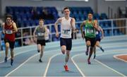 28 October 2017; Iarlaith Golding of St Colmans, Claremorris, Co Mayo, centre, competing in the Junior Boys 200m Event at the Irish Life Health All Ireland Schools Combined Events at the AIT Arena in Athlone, Co Westmeath. Photo by Sam Barnes/Sportsfile