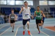 28 October 2017; Iarlaith Golding of St Colmans, Claremorris, Co Mayo, competing in the Junior Boys 200m Event at the Irish Life Health All Ireland Schools Combined Events at the AIT Arena in Athlone, Co Westmeath. Photo by Sam Barnes/Sportsfile