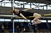 28 October 2017; Laoise McGonagle of St. Columba's, Glenties, Co Donegal, competing in the Junior Girls High Jump at the Irish Life Health All Ireland Schools Combined Events at the AIT Arena in Athlone, Co Westmeath. Photo by Sam Barnes/Sportsfile