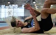 28 October 2017; Troy McConville of Craigavon SHS, Co Armagh, competing in the Intermediate Boys Long Jump at the Irish Life Health All Ireland Schools Combined Events at the AIT Arena in Athlone, Co Westmeath. Photo by Sam Barnes/Sportsfile