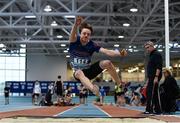 28 October 2017; Ethan Williamson of Portadown College, Co Armagh, competing in the Intermediate Boys Long Jump at the Irish Life Health All Ireland Schools Combined Events at the AIT Arena in Athlone, Co Westmeath. Photo by Sam Barnes/Sportsfile