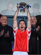 28 October 2017; Cuala captain Paul Schutte lifts the cup after the Dublin County Senior Club Hurling Championship Final match between Cuala and Kilmacud Crokes at Parnell Park in Dublin. Photo by Matt Browne/Sportsfile