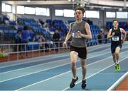 28 October 2017; Caillum Hedderman of John the Baptist C.S, Hospital, Co Limerick, on his way to winning the Junior Boys 800m Event, ahead of Iarlaith Golding of St Colmans Claremorris, Co Mayo, who finished second, at the Irish Life Health All Ireland Schools Combined Events at the AIT Arena in Athlone, Co Westmeath. Photo by Sam Barnes/Sportsfile