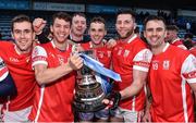 28 October 2017; Cuala players, from left, Sean Moran, Shane Murphy, Darragh O'Connell, Shane Stapleton and Cian Waldron celebrate after the Dublin County Senior Club Hurling Championship Final match between Cuala and Kilmacud Crokes at Parnell Park in Dublin. Photo by Matt Browne/Sportsfile