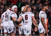 28 October 2017; Sean Reidy of Ulster is congratulated by team mates after scoring his side's first try during the Guinness PRO14 Round 7 match between Ulster and Leinster at Kingspan Stadium in Belfast. Photo by David Fitzgerald/Sportsfile