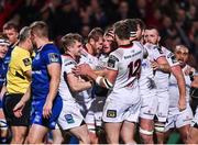 28 October 2017; Sean Reidy of Ulster is congratulated by team mates after scoring his side's first try during the Guinness PRO14 Round 7 match between Ulster and Leinster at Kingspan Stadium in Belfast. Photo by David Fitzgerald/Sportsfile