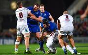 28 October 2017; Sean O'Brien of Leinster is tackled by Rory Best of Ulster during the Guinness PRO14 Round 7 match between Ulster and Leinster at the Kingspan Stadium in Belfast. Photo by Ramsey Cardy/Sportsfile