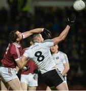 28 October 2017; Conor Clarke of Omagh St Enda's in action against Patsy Bradley of Slaughtneil during the AIB Ulster GAA Football Senior Club Championship Quarter-Final match between Slaughtneil and Omagh St Enda's at Celtic Park in Derry. Photo by Oliver McVeigh/Sportsfile
