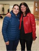 29 October 2017; Newly crowned WBA Female World Lightweight Champion Katie Taylor and her mother Bridget on their arrival at Dublin Airport. Taylor defeated Argentinian Anahi Sanchez for the vacant belt at the Principality Stadium in Cardiff, Wales, on Saturday October 28. Photo by Stephen McCarthy/Sportsfile