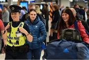 29 October 2017; Newly crowned WBA Female World Lightweight Champion Katie Taylor on her arrival at Dublin Airport. Taylor defeated Argentinian Anahi Sanchez for the vacant belt at the Principality Stadium in Cardiff, Wales, on Saturday October 28. Photo by Stephen McCarthy/Sportsfile