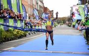 29 October 2017; Nataliya Lehonkova of Ukraine crosses the line to win the women's category during the SSE Airtricity Dublin Marathon 2017 at Merrion Square in Dublin City. 20,000 runners took to the Fitzwilliam Square start line to participate in the 38th running of the SSE Airtricity Dublin Marathon, making it the fifth largest marathon in Europe. Photo by Sam Barnes/Sportsfile