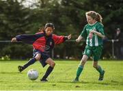 29 October 2017; Emer Slattery of Lakewood Athletic FC, Co Cork, in action against Sinead Carroll of Evergreen FC, Co Kilkenny, during the FAI Under 12 National Blitz at A.U.L Complex, Clonshaugh Road in Dublin. Photo by Seb Daly/Sportsfile