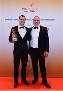 3 November 2017; Warwickshire hurler Liam Watson, left, with Warwickshire manager Tony Joyce, after collecting his Lory Meagher Champion 15 Award during the PwC All Stars 2017 at the Convention Centre in Dublin. Photo by Sam Barnes/Sportsfile