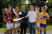 22 August 2012; Ger Cunningham, Sports Ambassador with Bord Gais Energy, third from left, and Joe Canning, Breaking Through Player of the Year Judge, with Bord Gáis Energy Ambassadors, from left, Johnny Coen, Galway, Cillian Buckley, Kilkenny, and Antrim’s Conor McCann accompanied by Patrick O’Connor, Clare, right, in Dublin ahead of Saturday’s Bord Gáis Energy GAA Hurling Under 21 All-Ireland Semi-Finals. Clare play Antrim at 4pm followed by Galway against Kilkenny at 6pm in Semple Stadium, Thurles. Both games will be live on TG4. Grand Canal, Dublin. Picture credit: Brian Lawless / SPORTSFILE