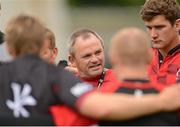 23 August 2012; Ulster head coach Mark Anscombe speaks to his players during squad training ahead of their pre-season friendly against Newcastle Falcons on Friday. Ulster Rugby Squad Training, Ravenhill Park, Belfast, Co. Antrim. Picture credit: Oliver McVeigh / SPORTSFILE