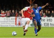 24 August 2012; James Chambers, St Patrick's Athletic, in action against Joseph Ndo, Sligo Rovers. Airtricity League Premier Division, St Patrick's Athletic v Sligo Rovers, Richmond Park, Inchicore, Dublin. Picture credit: Brian Lawless / SPORTSFILE