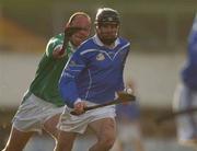 3 November 2002; Ben O'Connor, Munster, in action against Leinster captain Andy Comerford. Leinster v Munster, Interprovincial Hurling Championship for the Railway Cup, Nowlan Park, Kilkenny. Hurling. Picture credit; Ray McManus / SPORTSFILE *EDI*