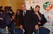 5 November 2002;  Republic of Ireland Manager Mick McCarthy arrives at a press conference at which his departure as manager of the Reoublic of Ireland team was announced. Soccer. Picture credit; David Maher / SPORTSFILE *EDI*