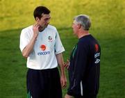 19 November 2002; Republic of Ireland's Caretaker Manager Don Givens chats with Gary Breen during squad training. Panathinakos stadium, Athens, Greece. Soccer. Picture credit; David Maher / SPORTSFILE *EDI*
