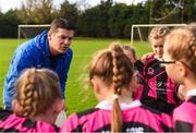 29 October 2017; Newbridge United, Co. Kildare, coach Darren Kendrick talks to his players prior to the FAI Under 12 National Blitz at A.U.L Complex, Clonshaugh Road in Dublin. Photo by Seb Daly/Sportsfile