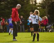 29 October 2017; A coach talks to one of his players ahead of a match during the FAI Under 12 National Blitz at A.U.L Complex, Clonshaugh Road in Dublin. Photo by Seb Daly/Sportsfile